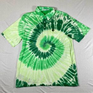 Criquet Austin FC Classic Players Polo In A Green Tie-Dye Cotton Size Large
